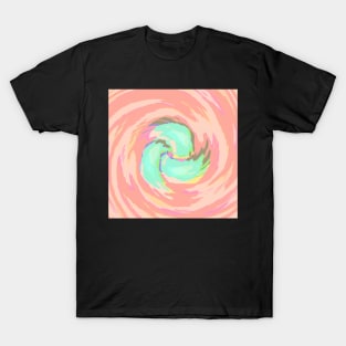 Twirl of Crystal Lines Of Pastel Orange and Green T-Shirt